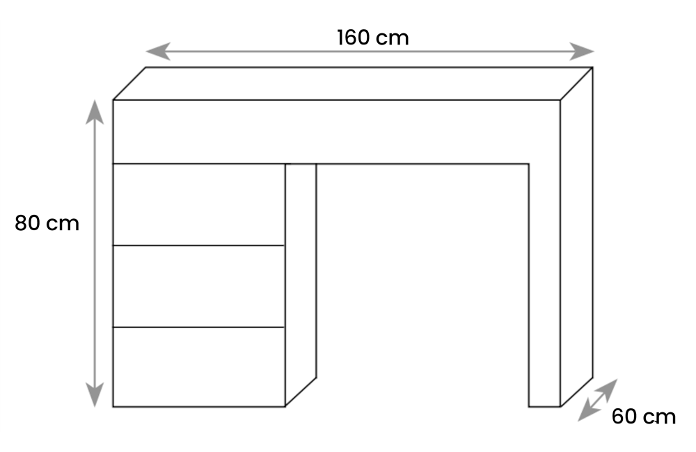 Biurko BR 302 DREWMAX wymiary