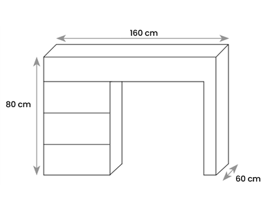 Biurko BR 302 DREWMAX wymiary