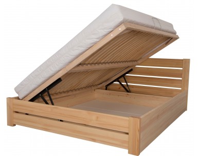 Łóżko bukowe AMETYST 4/4 STOLMIS podnoszone na ramie drewnianej