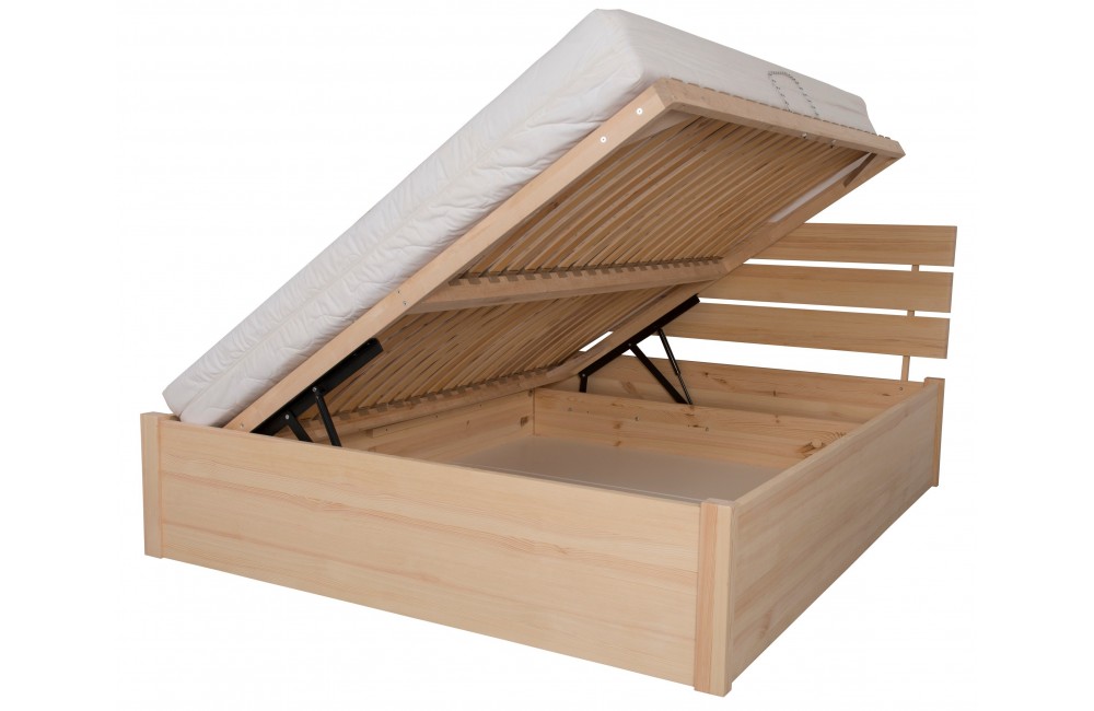 Łóżko sosnowe CYTRYN 3 STOLMIS podnoszone na ramie drewnianej