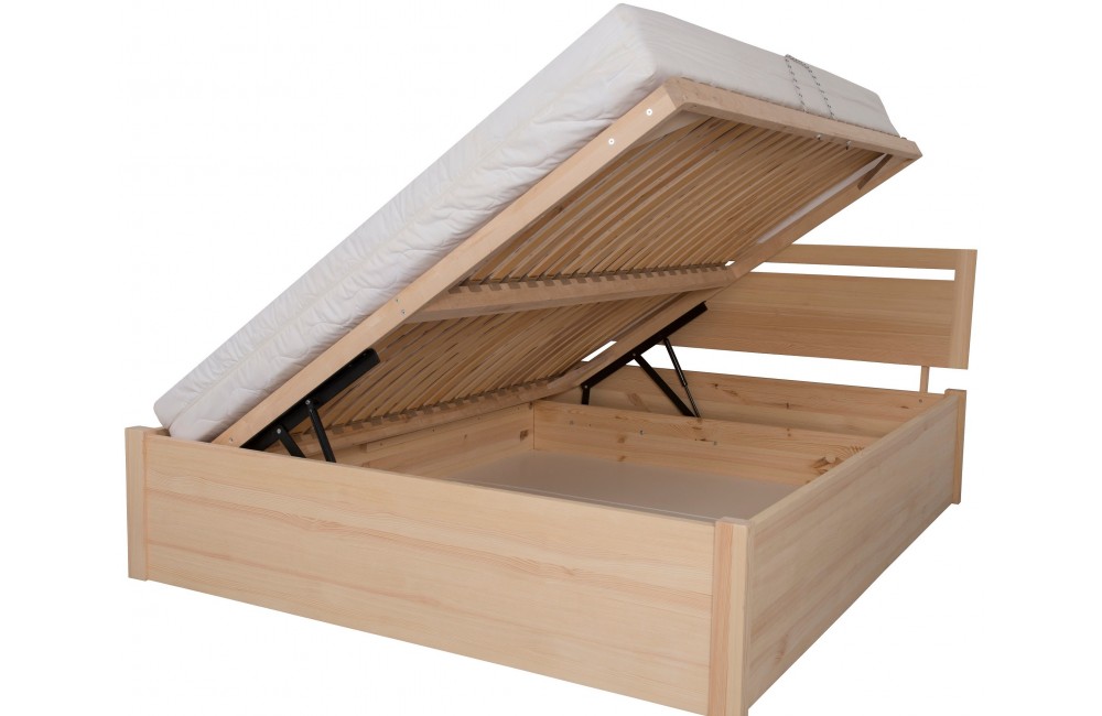 Łóżko bukowe BERYL 3 STOLMIS podnoszone na ramie drewnianej
