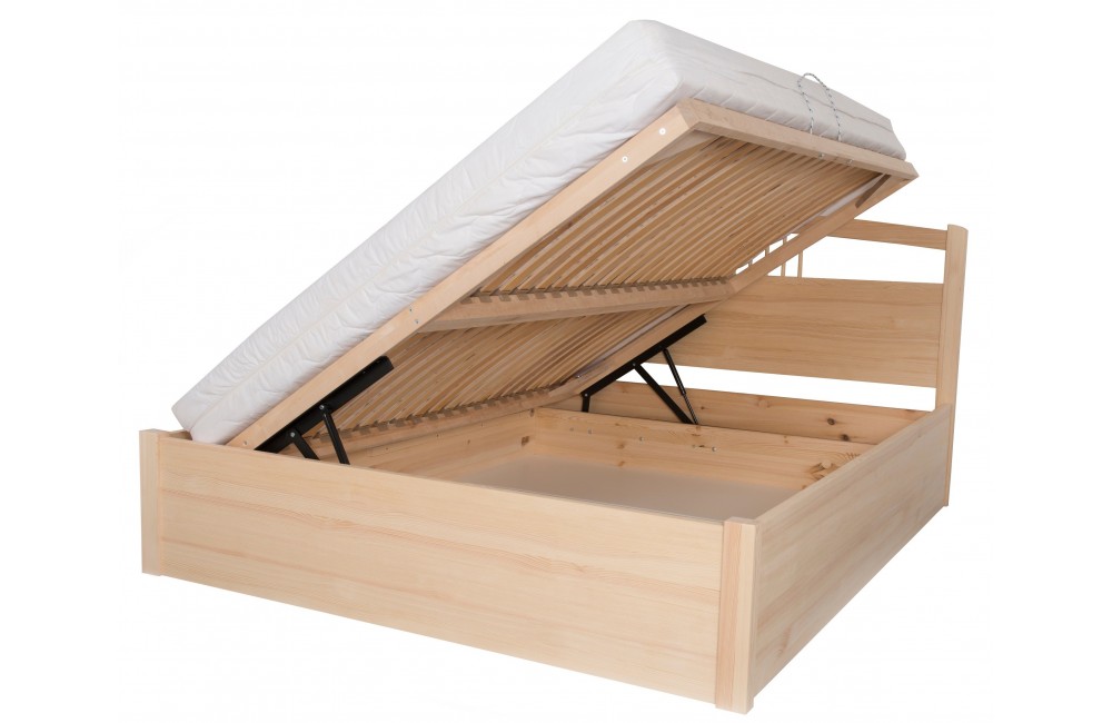 Łóżko bukowe NEFRYT 4 STOLMIS podnoszone na ramie drewnianej