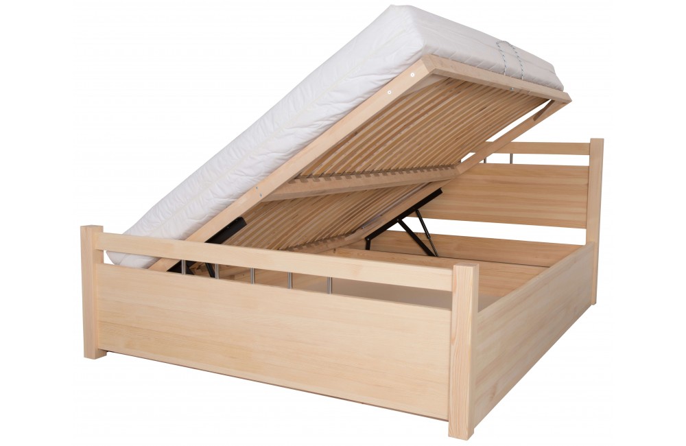 Łóżko brzozowe OPAL 6 STOLMIS podnoszone na ramie drewnianej