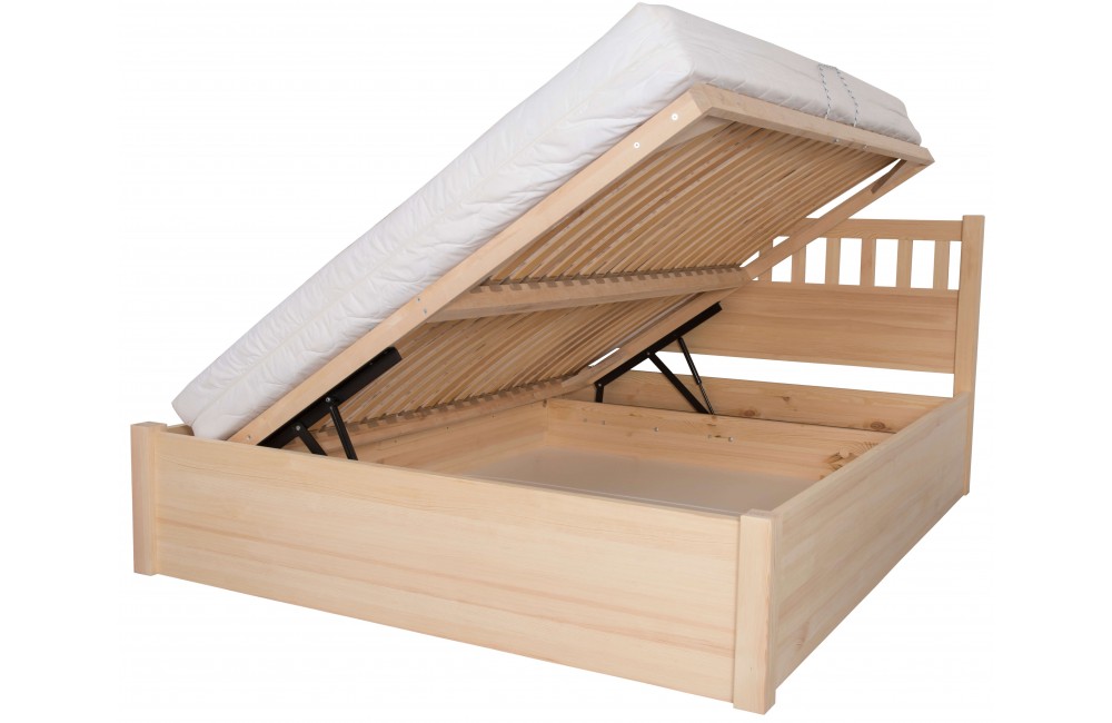 Łóżko bukowe JADEIT 4 STOLMIS podnoszone na ramie drewnianej
