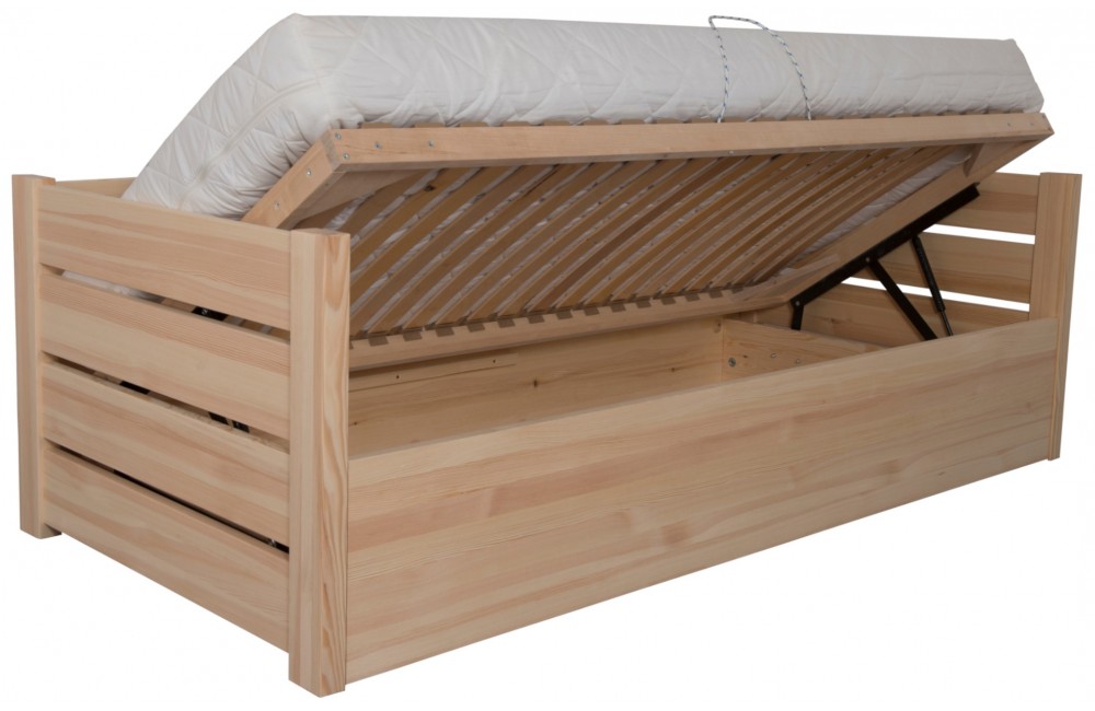 Łóżko brzozowe AGAT 2 STOLMIS podnoszone na ramie drewnianej