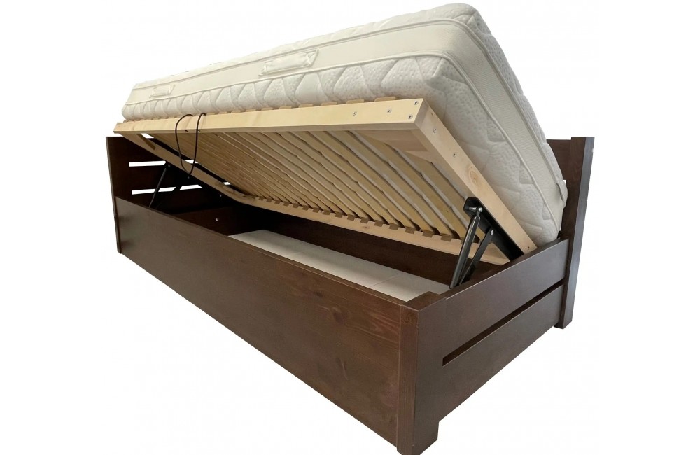 Łóżko sosnowe AGAT 2X STOLMIS podnoszone na ramie drewnianej