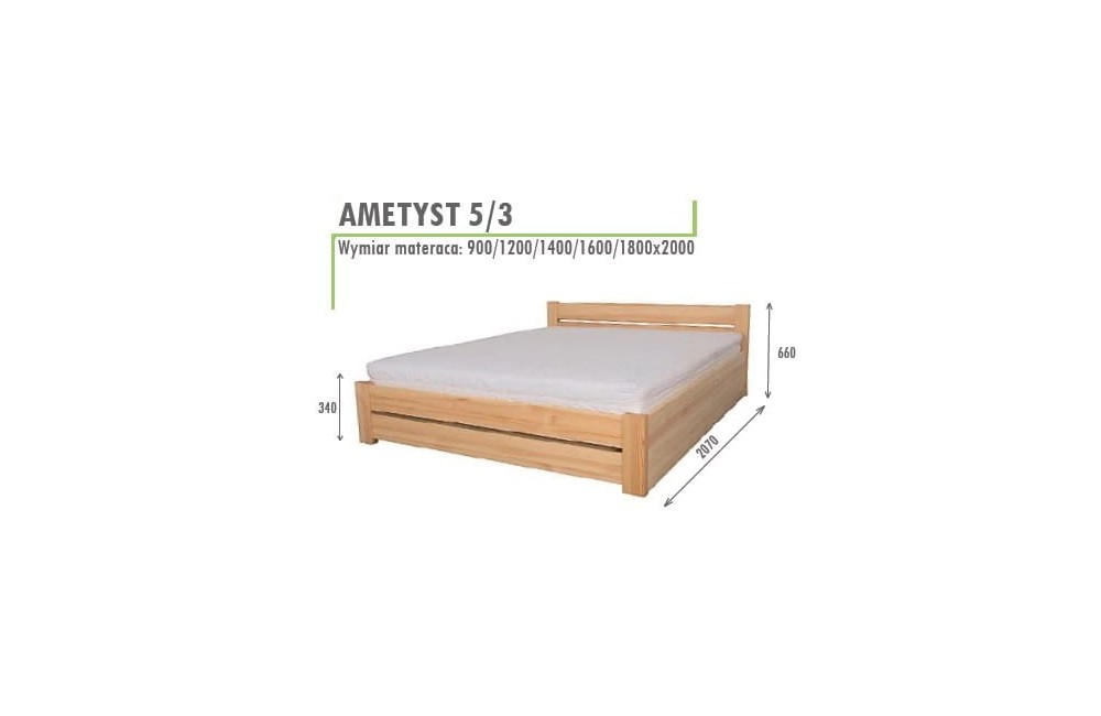 Łóżko bukowe AMETYST 5/3 STOLMIS podnoszone na ramie metalowej