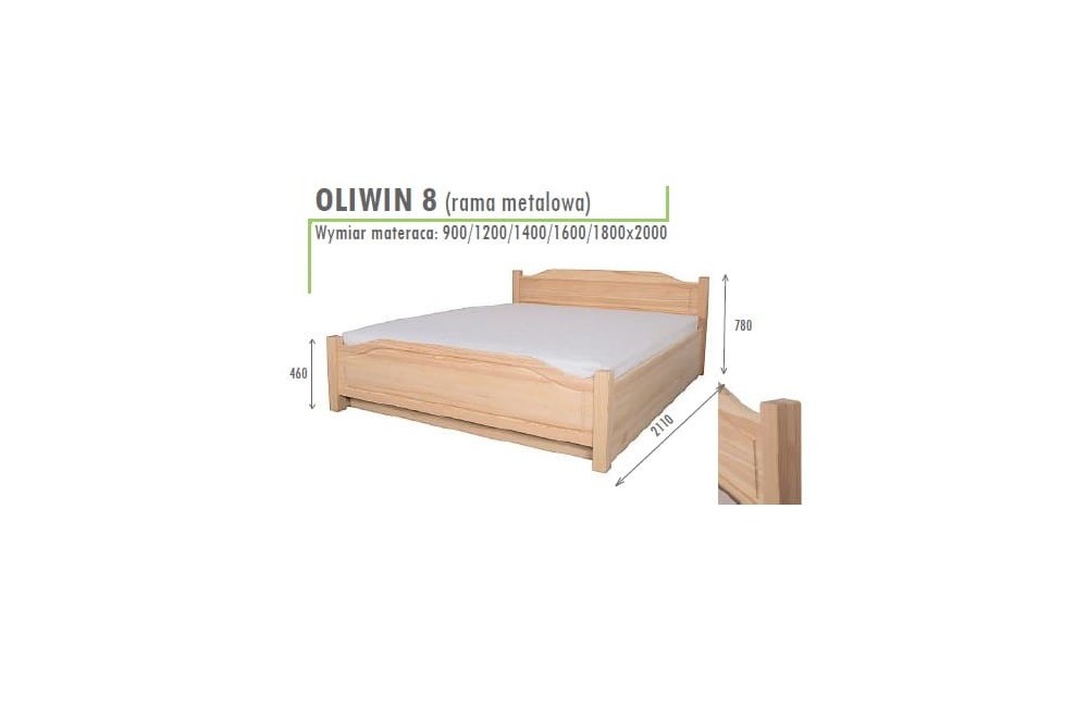 Łóżko sosnowe OLIWIN 8 STOLMIS podnoszone na ramie metalowej