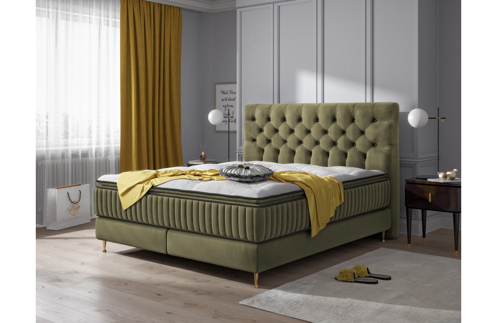Pięknie pikowany zagłówek w łóżku kontynentalnym ASTORIA Comforteo