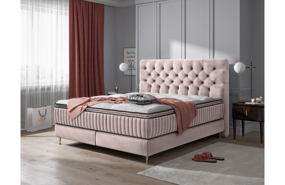 Wysokie łóżko tapicerowane kontynentalne ASTORIA Comforteo