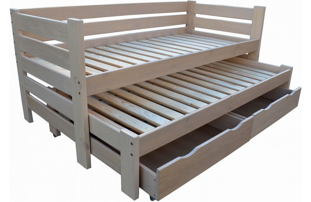 Funkcjonalne łóżko piętrowe niskie Elza z wysuwanymi szufladami Zaczarowana Sypialnia
