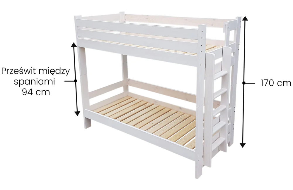 Wymiary łóżka piętrowego KING KONG Zaczarowana Sypialnia