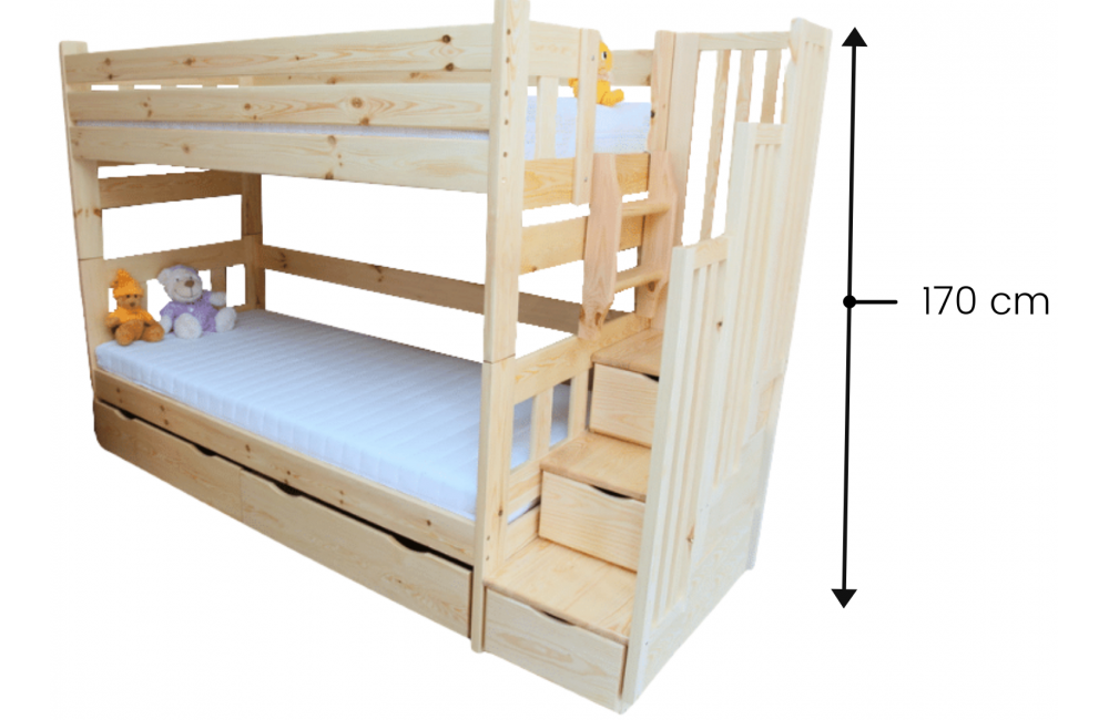 Specyfikacja wymiarowa łóżka piętrowego Excelent Zaczarowana Sypialnia