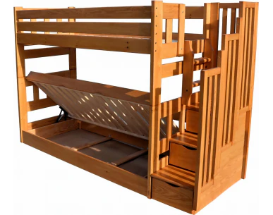 Łóżko piętrowe ze schodkami i dolnym łóżkiem typu tapczan Ontario Zaczarowana Sypialnia