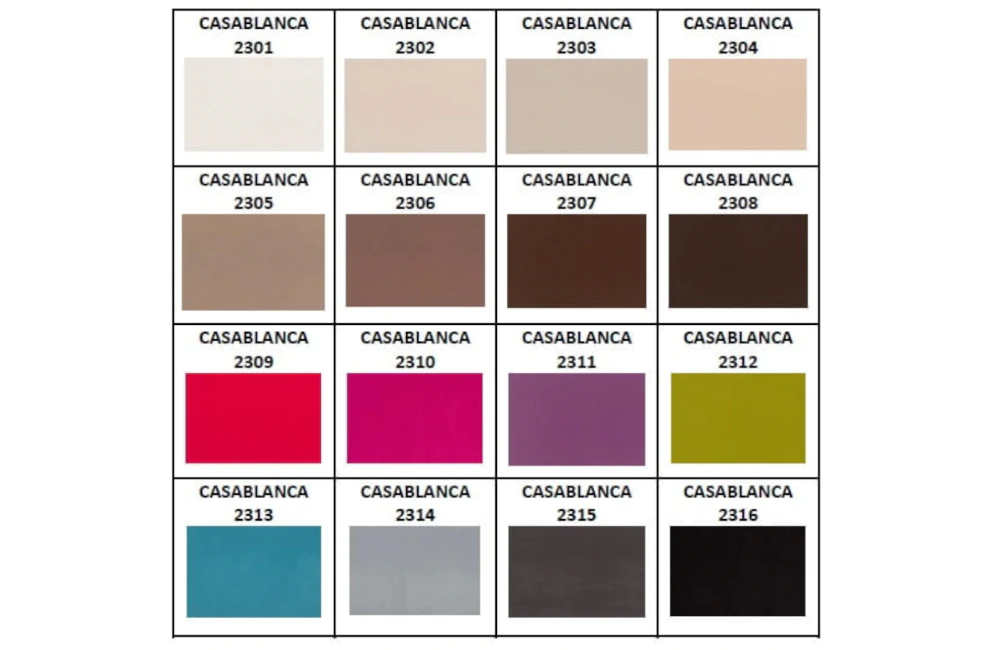 Wzornik tkanin do wyboru koloru pokrowca z tkaniny Casablanca TopnTextil