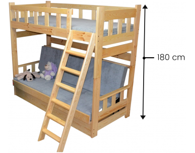 Specyfikacja wymiarowa łóżka Nowy Jork trzyosobowego łóżka piętrowego wysokiego Zaczarowana Sypialnia