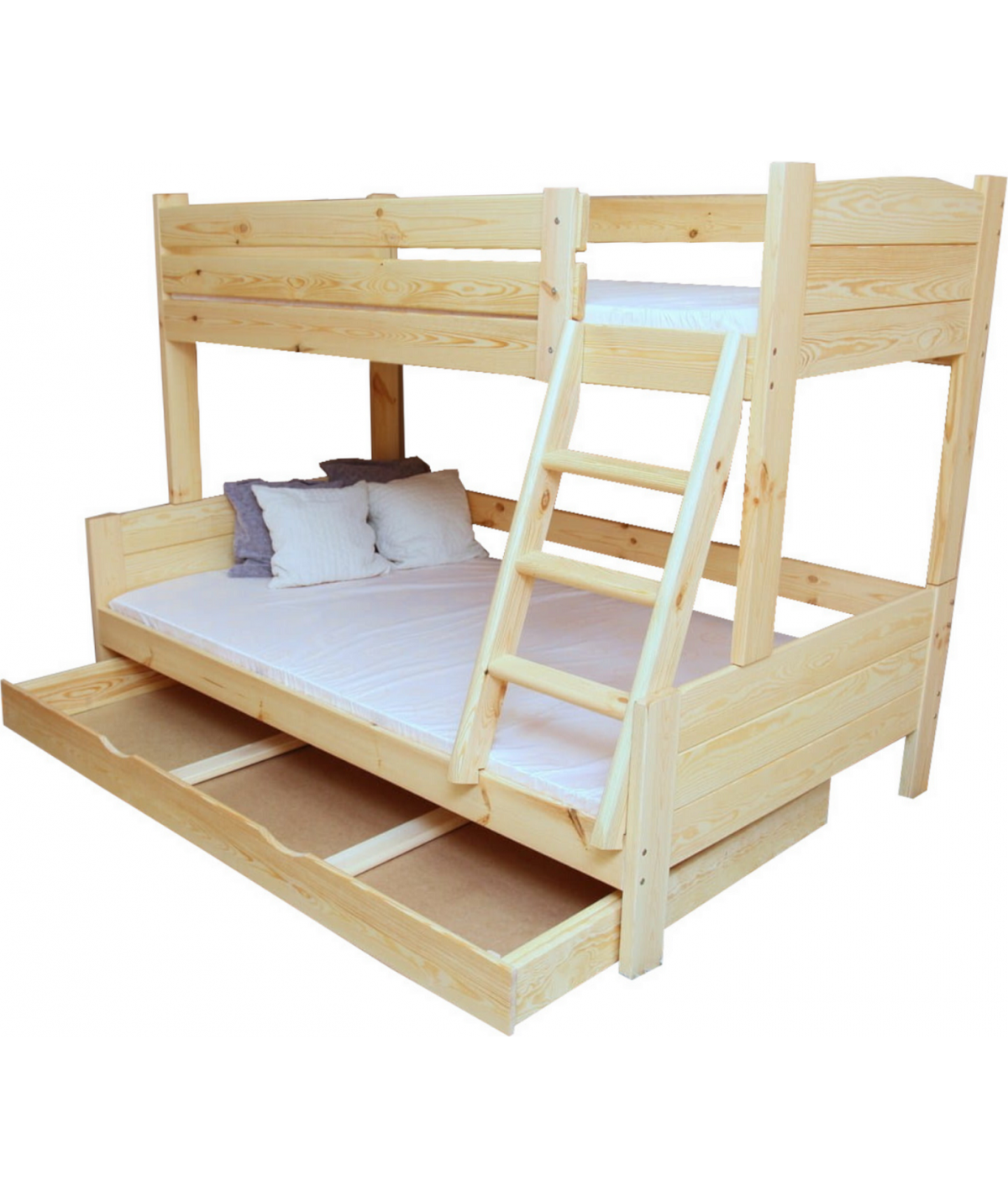 Łóżko piętrowe Lider 3-osobowe z szerszym dolnym spaniem Zaczarowana Sypialnia