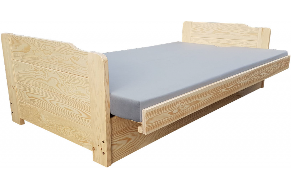Rozłożone spanie w wersalce Max na ramie drewnianej z materacem piankowym Zaczarowana Sypialnia