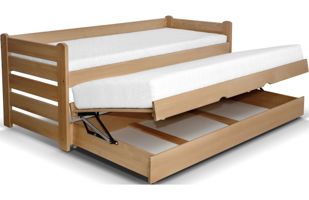 Łóżko piętrowe niskie bukowe FOR 2 PLUS GABI MEBLE