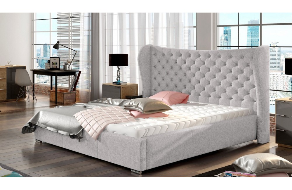 Szare łóżko tapicerowane w stylu angielskim LANCASTER Comforteo