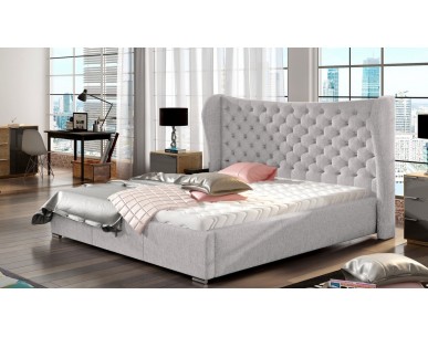 Szare łóżko tapicerowane w stylu angielskim LANCASTER Comforteo