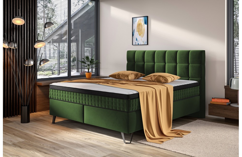 Zielone łóżko kontynentalne ALEXANDER Comforteo