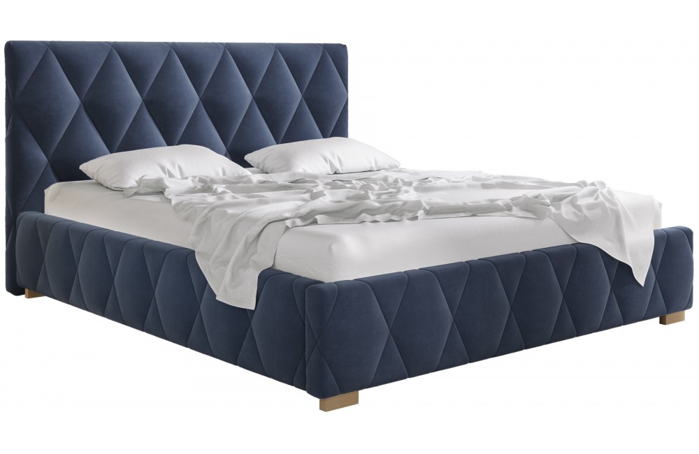 Łóżko tapicerowane TRIVIO Comforteo z ukośnymi przeszyciami w zagłówku