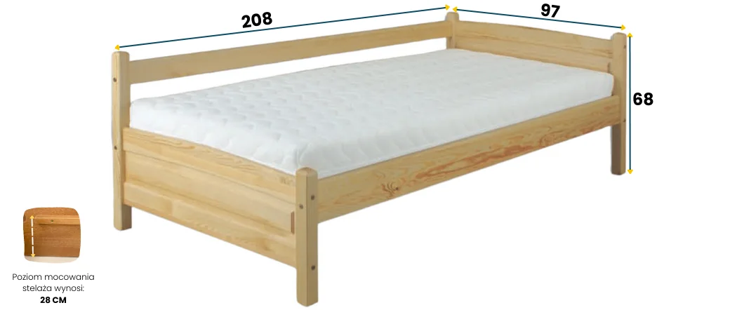 Łóżko sosnowe LK 132 DREWMAX