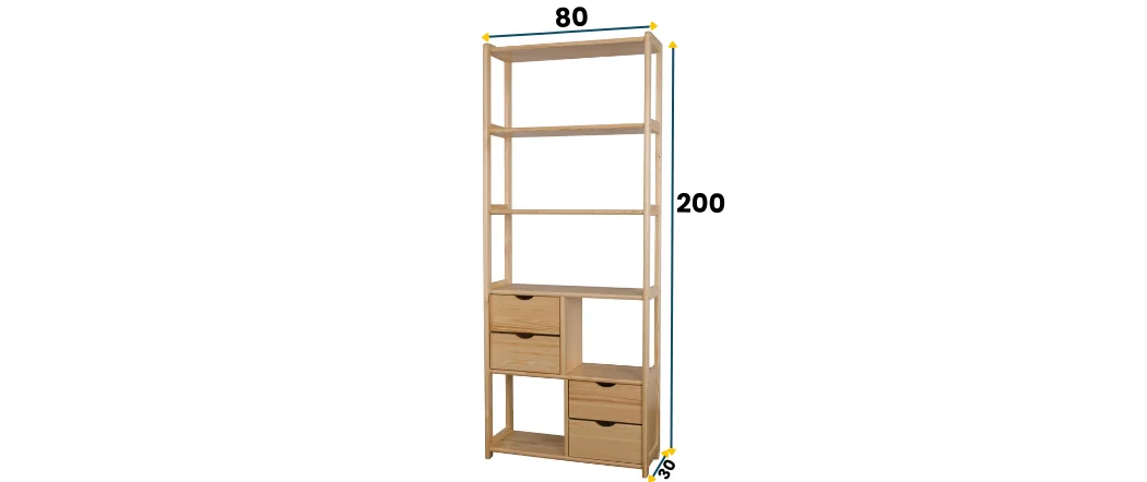 Regał sosnowy RG 143 DREWMAX