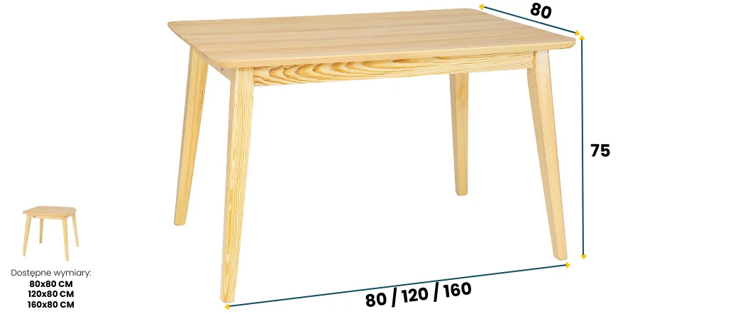 Stół sosnowy ST 120 DREWMAX
