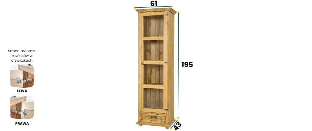 Witryna sosnowa KW 701 DREWMAX