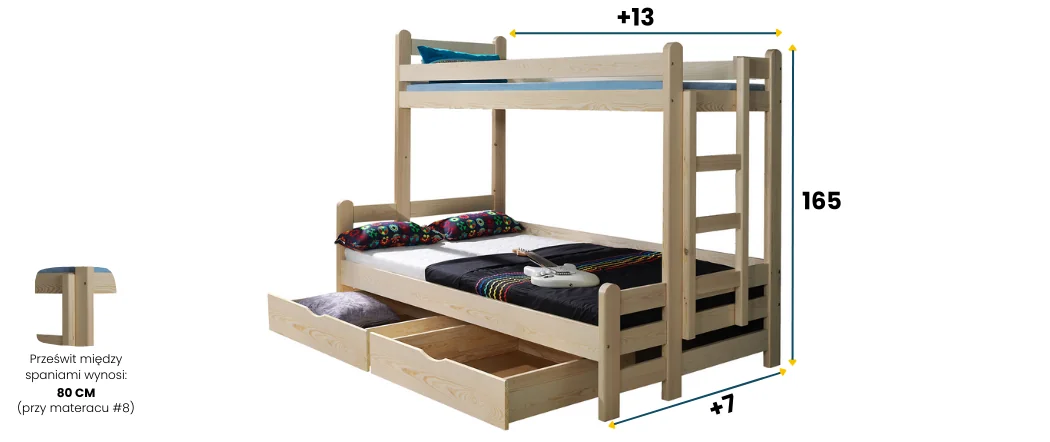 Łóżko piętrowe 3-osobowe BENIAMIN MEBLOBED