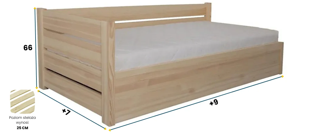 Łóżko sosnowe AGAT 3X