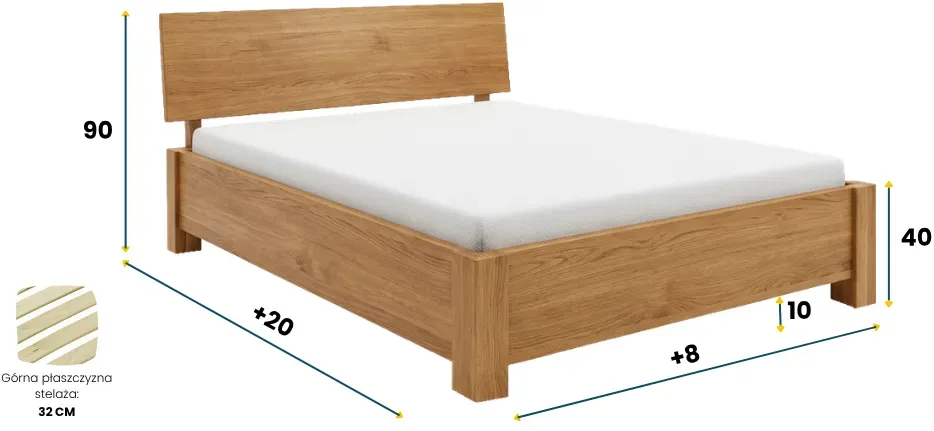Łóżko dębowe ASTRA 2 STANDARD WIÓR