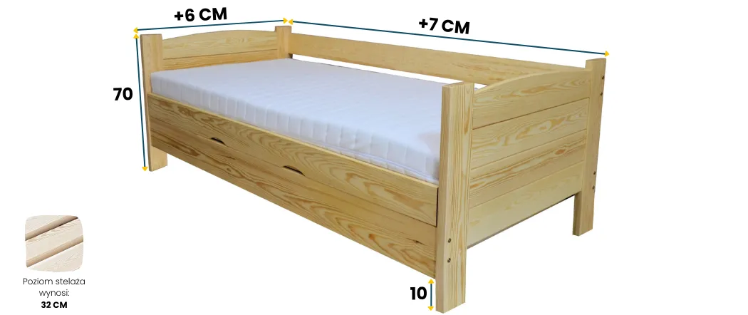 Łóżko sosnowe TWARDZIEL PLUS