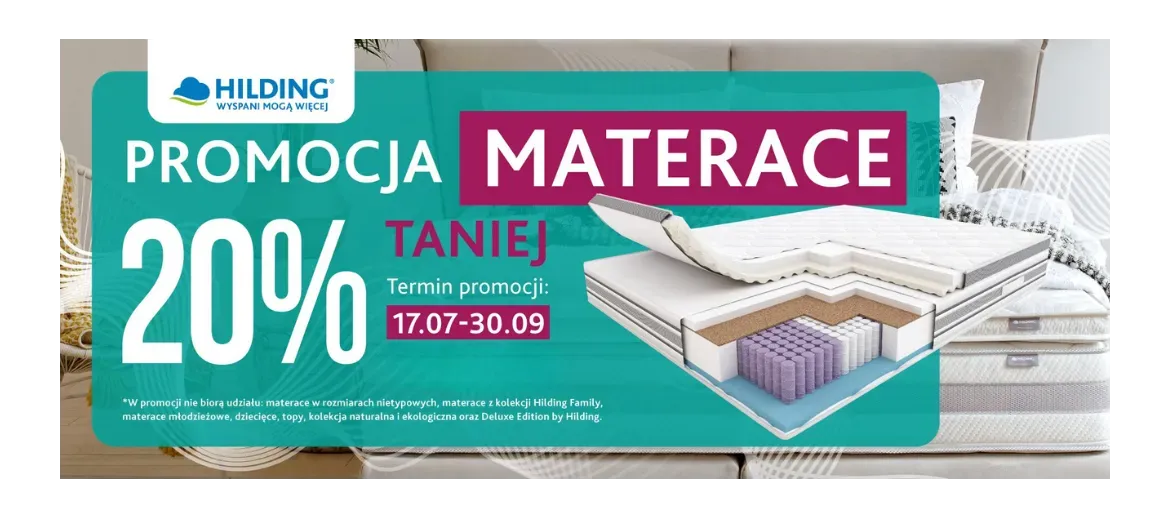 Promocja Hilding – Materace 20% taniej do 30.09.2025