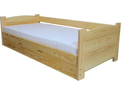 Łóżko tapczan drewniany z wysokimi szczytami bocznymi Twardziel Zaczarowana Sypialnia
