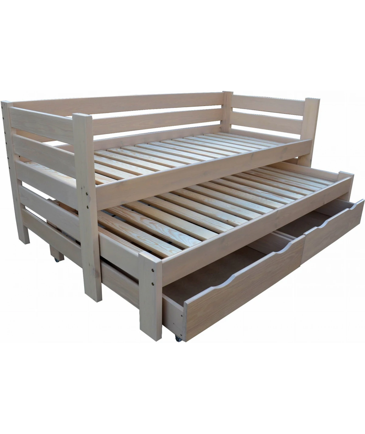 Funkcjonalne łóżko piętrowe niskie Elza z wysuwanymi szufladami Zaczarowana Sypialnia