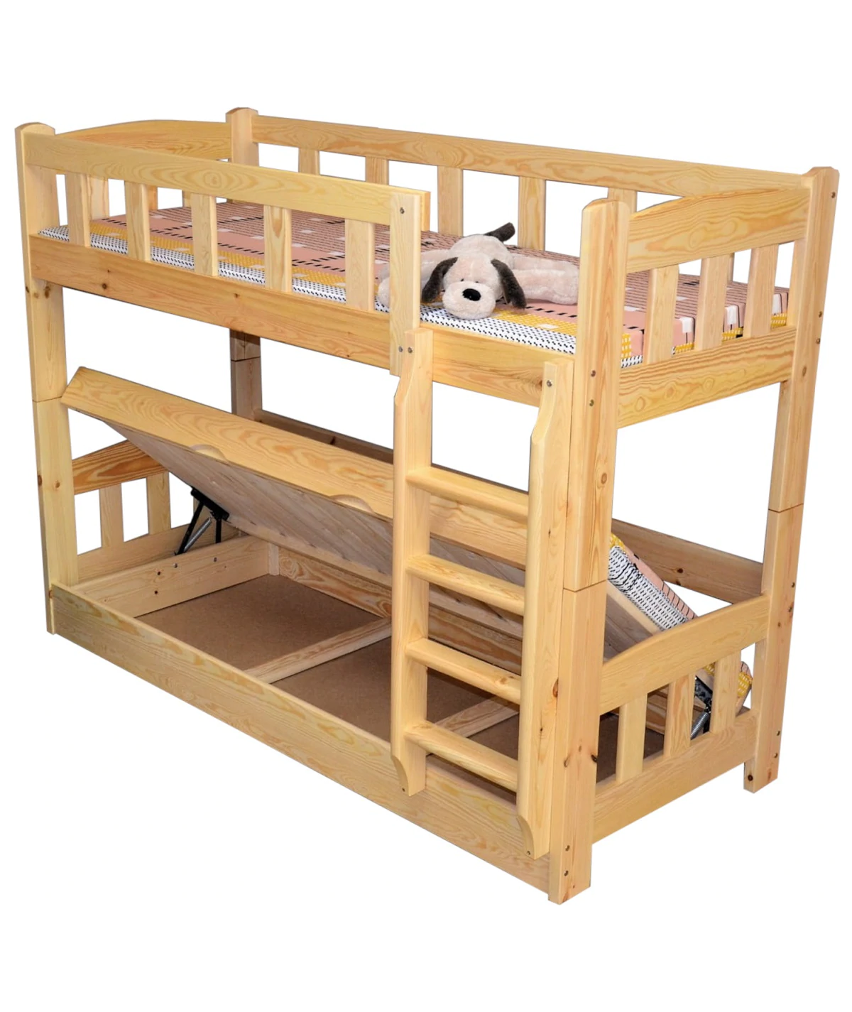 Łóżko piętrowe dla dziecka Matador z podnoszoną skrzynią na pościel Zaczarowana Sypialnia