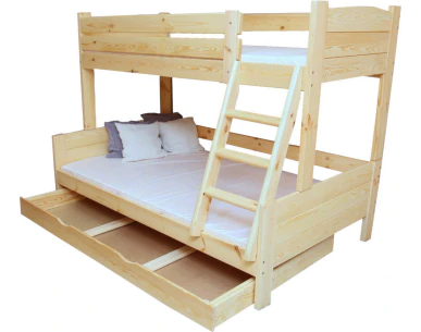 Łóżko piętrowe Lider 3-osobowe z szerszym dolnym spaniem Zaczarowana Sypialnia