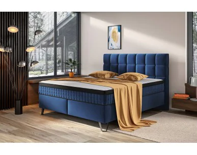 Granatowe łóżko kontynentalne ALEXANDER Comforteo